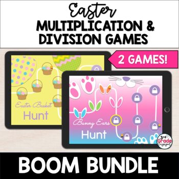 Preview of Easter Multiplication & Division Digital Games Boom Cards Bundle