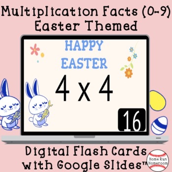 Preview of Easter Multiplication Facts Google Classroom™ Digital Flash Cards (0-9)