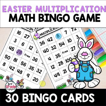 Preview of Easter Mixed Multiplication Facts Math Bingo Game Fun Multiplication Game