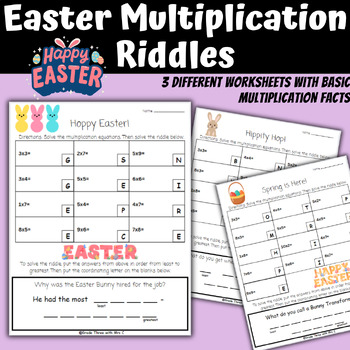 Preview of Easter Multiplication |Solve the Riddle |Spring Math Center | Easter Math Puzzle