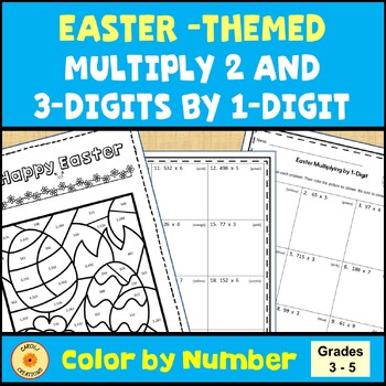 Preview of Easter Multiply 2 and 3 Digit Numbers By 1 Digit Numbers Coloring Worksheet