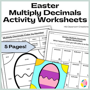 Preview of Easter Multiplying Decimals Activity Worksheets & Color by Number