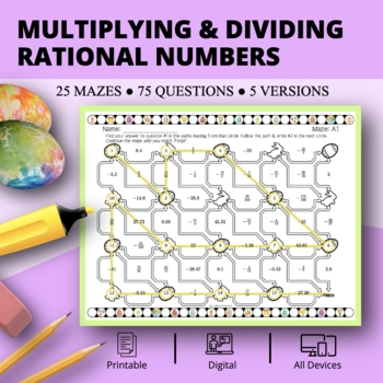 Preview of Easter: Multiplying & Dividing Rational Numbers Maze Activity