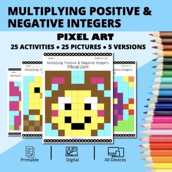 Preview of Easter: Multiplying Positive & Negative Integers Pixel Art Activity