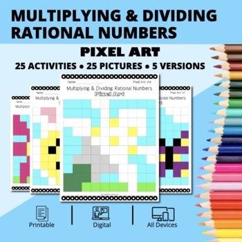 Preview of Easter: Multiplying and Dividing Rational Numbers Pixel Art Activity