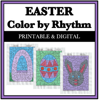 Preview of Easter Music Activity - Color by Rhythm Music Math Worksheets