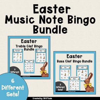 Preview of Easter Music Bingo Game Treble Clef and Bass Clef BUNDLE - 6 Games!