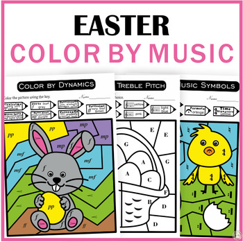 Preview of Easter Music Color by Code Coloring Activities | Spring Music Theory Lesson