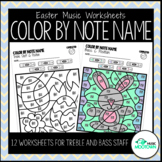 Easter Music Worksheets: Color by Note Name