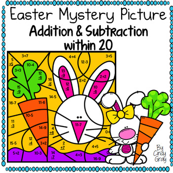 Preview of Easter Mystery Picture ~ Addition and Subtraction within 20 ~ Bunny and Carrot