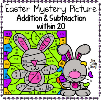 Preview of Easter Mystery Picture ~ Addition and Subtraction within 20 ~ Easter Bunny