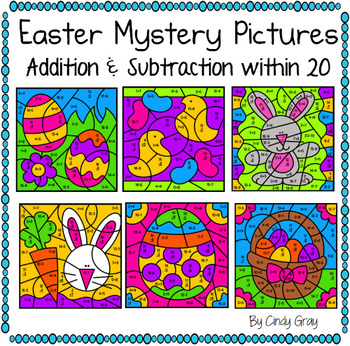 Preview of Easter Mystery Picture BUNDLE ~ Addition and Subtraction Within 20