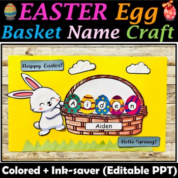 Preview of Easter Name Craft Bulletin Board ideas, Easter Egg Basket Craft, Easter Bunny