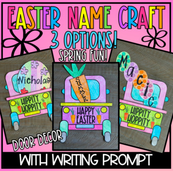 Preview of Easter Name Craft March April Hallway, Door Decor Bulletin Board, Writing Prompt
