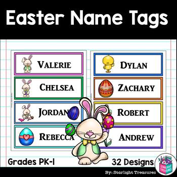 Preview of Easter Desk Name Tags - Editable