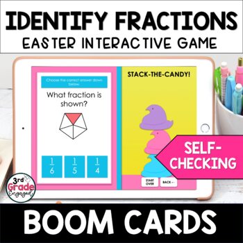 Preview of Easter Naming Fractions Boom Cards Digital Math Game