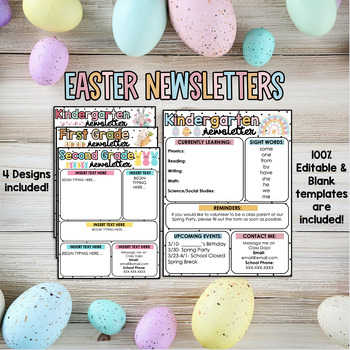 Preview of Easter Newsletter Templates *EDITABLE* Google Slides and PPT