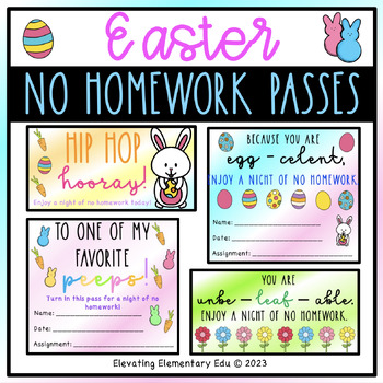 Preview of Easter No Homework Passes