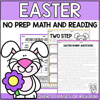 Preview of 2nd Grade Easter Activities No Prep Math and Reading Worksheets