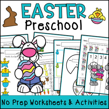 Preview of Easter No Prep Preschool Worksheets and Activities
