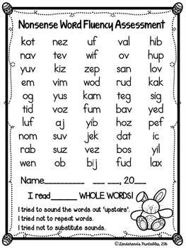Preview of Easter Nonsense Word Fluency Assessment Freebie