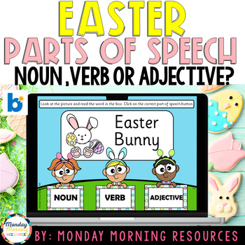 Preview of Easter Noun, Verb or Adjective - Parts of Speech Grammar Boom Cards™