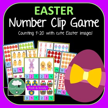 Preview of EASTER NUMBER CLIP GAME Matching Numbers 1-20 Math Game