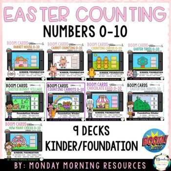 Preview of Easter Number Counting 0-10 Bundle Boom Cards™
