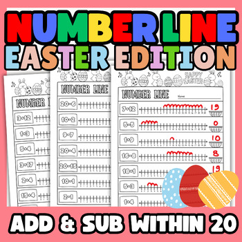 Preview of Easter Number Line to 20 | Number Line Addition and Subtraction | Easter Math