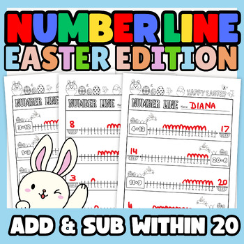 Preview of Easter Number Line to 20 | Number Line Addition and Subtraction | Easter Mathh
