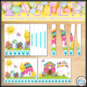 Preview of Easter Number Order Puzzles Math Centers Activities {Printable and Digital}