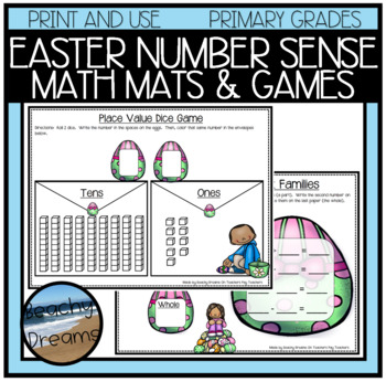 Preview of Number Sense Math Mat Activities and Dice Games For Easter 
