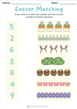 Easter Numbers Matching Worksheets Activity - Printable & Digital