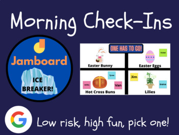 Preview of Easter One Has to Go! Jamboard Daily Check In (Morning Work)