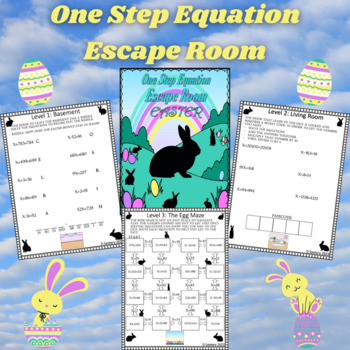 Preview of Easter One Step Equations Worksheet | Escape Room | 6th Grade Math Activity