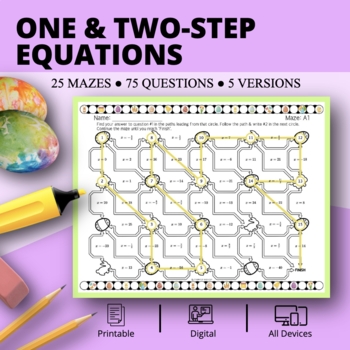 Preview of Easter: One & Two-Step Equations Maze Activity