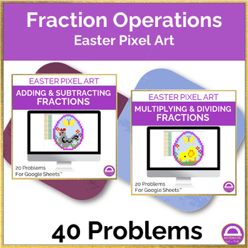 Preview of Easter Operations with Fractions Pixel Art Activity