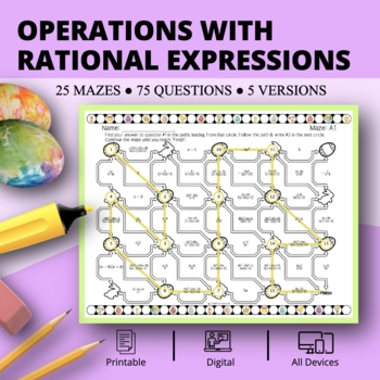 Preview of Easter: Operations with Rational Expressions Maze Activity
