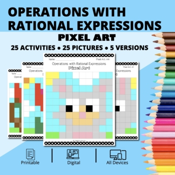 Preview of Easter: Operations with Rational Expressions Pixel Art Activity