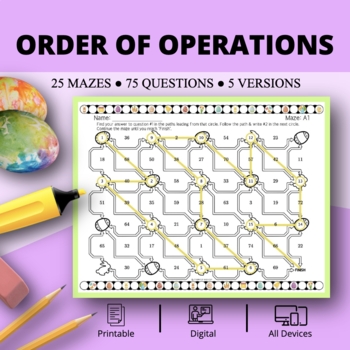 Preview of Easter: Order of Operations Maze Activity