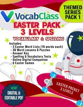 Preview of Easter Packet - Spelling & Vocabulary & Game Lessons (PDF & Google Slides)