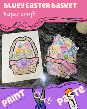 Preview of Easter Paper Craft- Bluey Easter Egg Basket