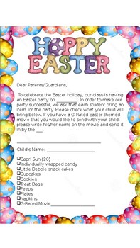 Preview of Easter Party Letter