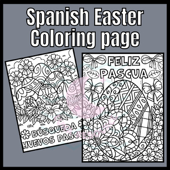 Preview of Easter Pascua coloring page SPANISH craft activities Sub Plans Projects primary