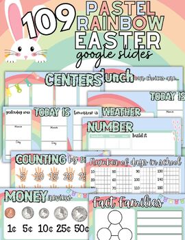 Preview of Easter Pastel Rainbow Google Slides + Blanks to Customize, Morning Meeting