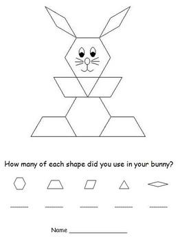 Preview of Easter Pattern Block Puzzles - Bunny and Easter Egg