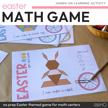 Preview of Easter Pattern Block Spin and Cover Mats | Easter Theme Math Center