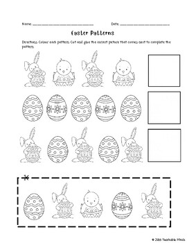 Easter Pattern Coloring & Cut-out Craft Worksheet by Teachable Minds