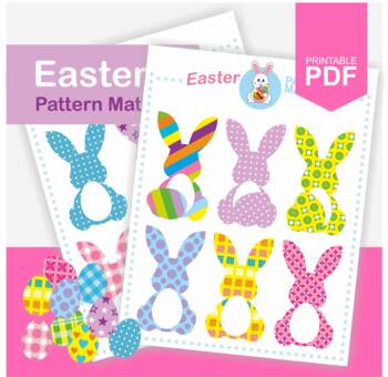 Preview of Easter Pattern Match - BUNNY - Easter Egg Match Activity - Easter preschool