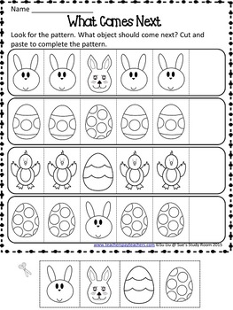 Easter Patterns Worksheets by Sue's Study Room | TPT